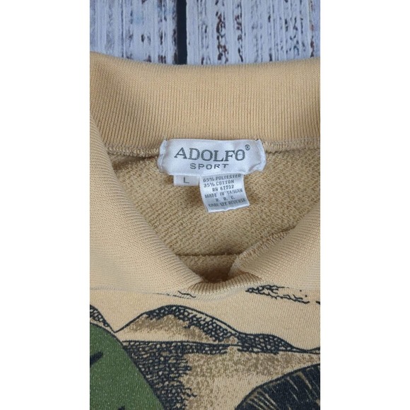 Vtg Adolfo Sport Zebra Safari African Desert Collared Sweatshirt Size Lg Nature - Picture 4 of 4